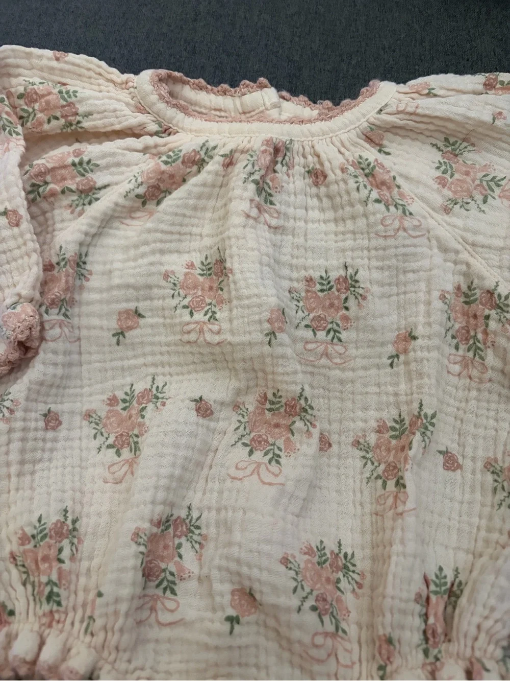 Pink Floral Cotton Baby One-Piece Bodysuit
